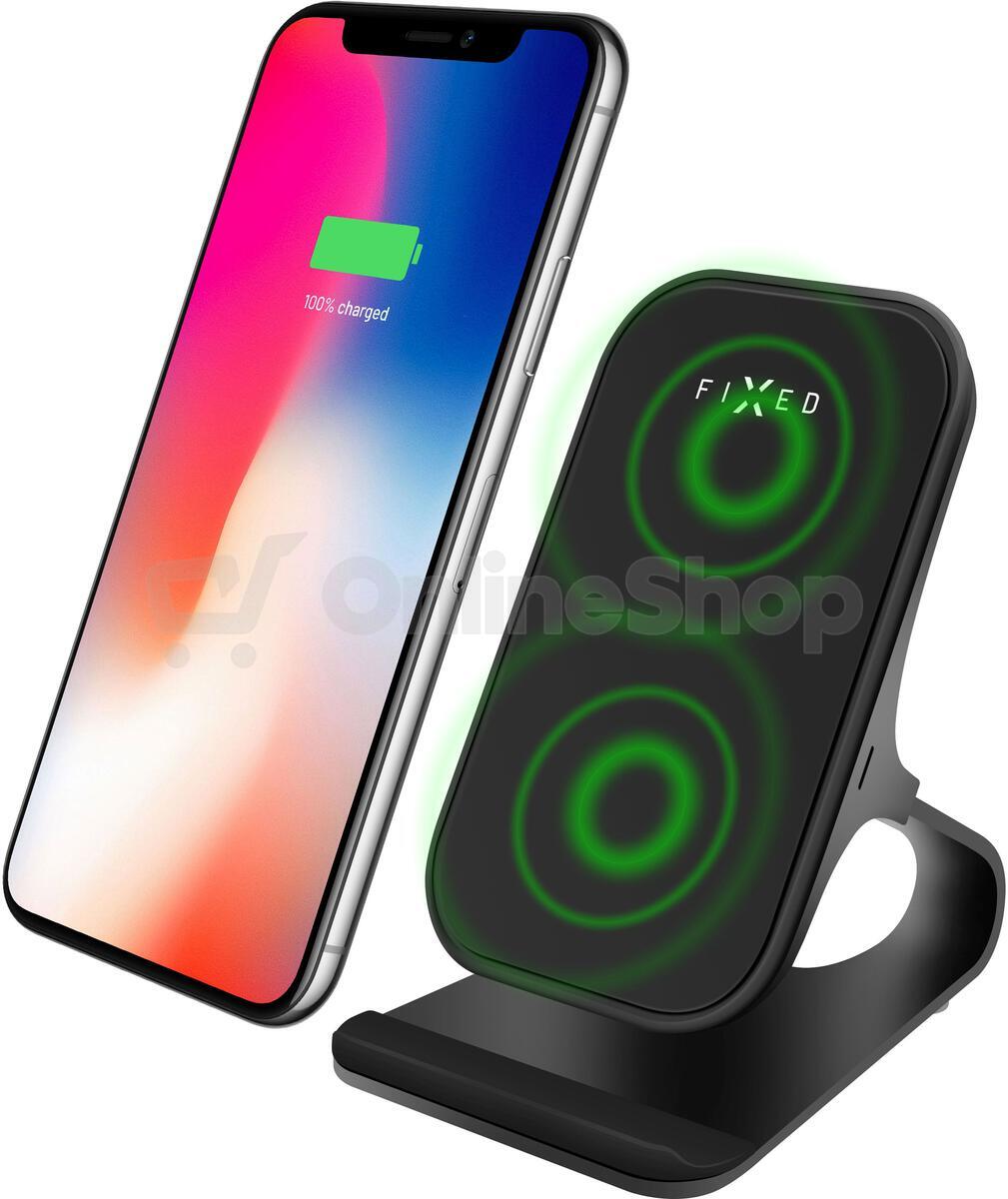 Stojánek s rychlým bezdrátovým nabíjením FIXED Frame Wireless, 15W, černý
