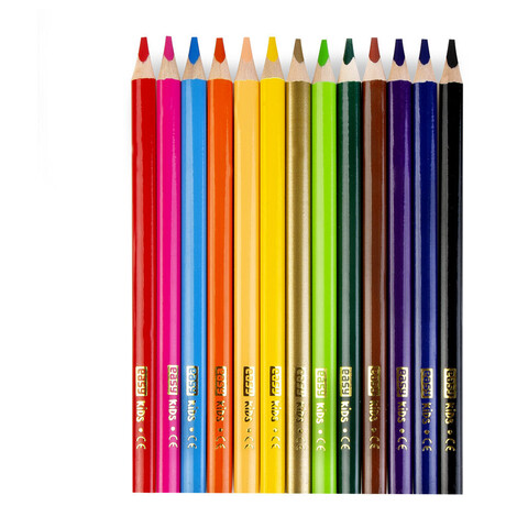 EASY Kids COLOUR JUMBO Trojhrann pastelky JUMBO s oezvatkem, 13 ks, 12 zkladnch barev + zlat