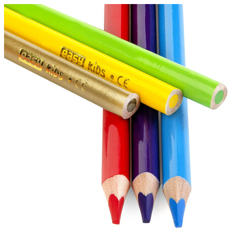 EASY Kids COLOUR JUMBO Trojhrann pastelky JUMBO s oezvatkem, 13 ks, 12 zkladnch barev + zlat