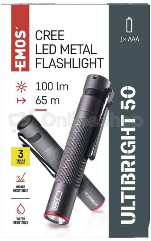 Emos CREE LED kovová svítilna Ultibright 50, 100lm, 1xAAA (P3150)
