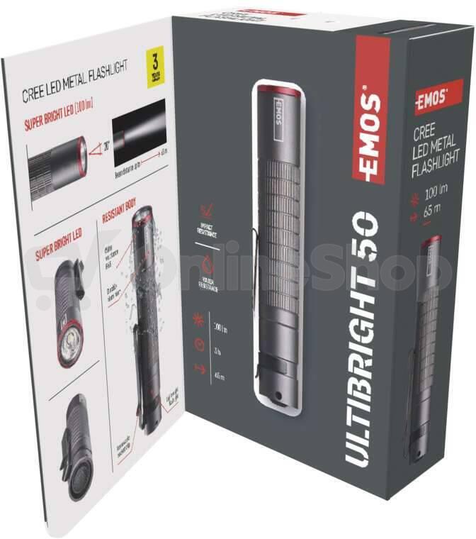 Emos CREE LED kovová svítilna Ultibright 50, 100lm, 1xAAA (P3150)