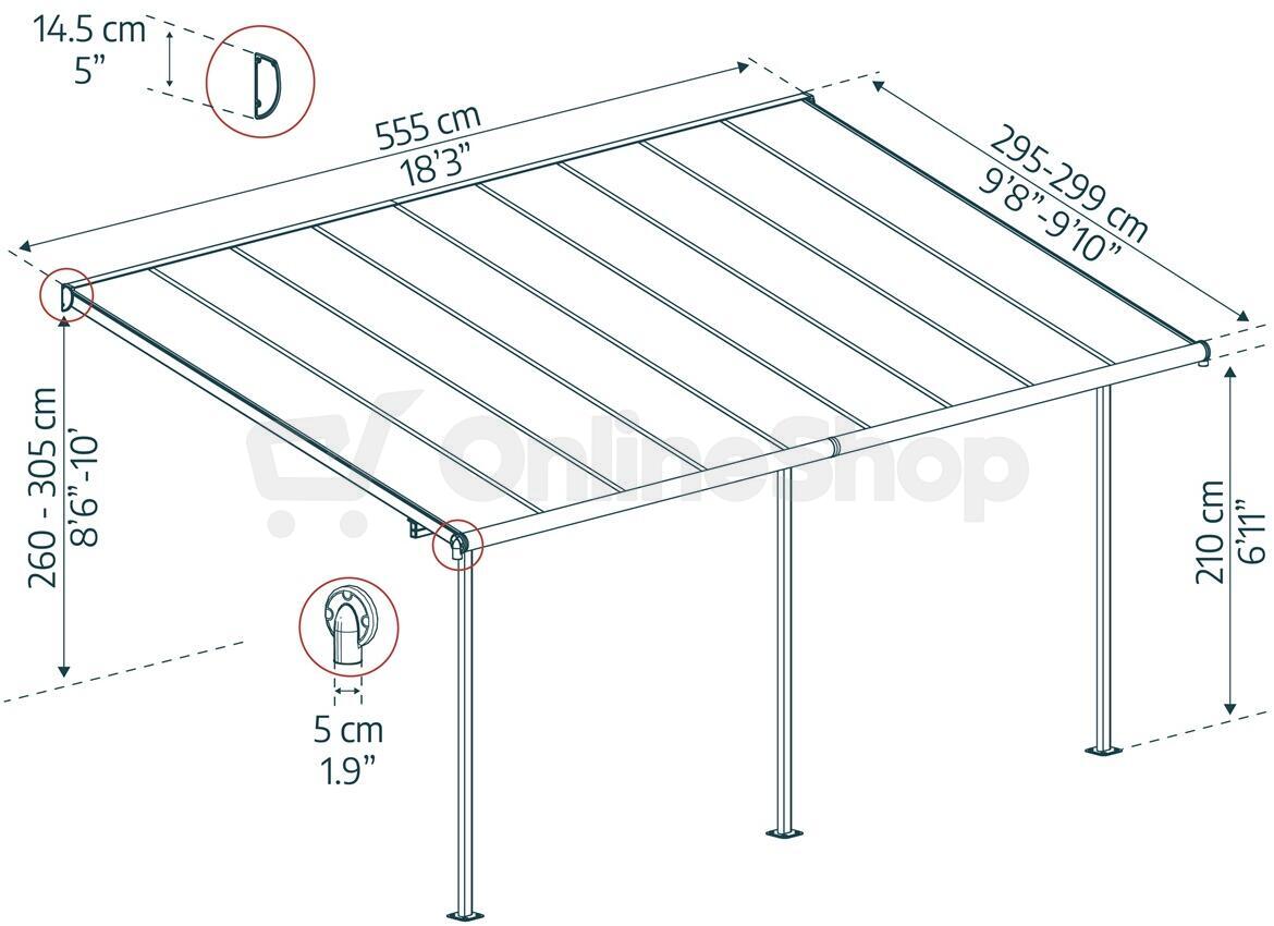 Pergola Palram - Canopia Capri 5400, antracit, 3 x 5,46 m