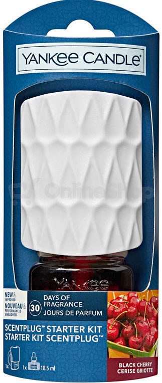 Aroma difuzér Yankee Candle ScentPlug Organic Pattern a náplň Black Cherry