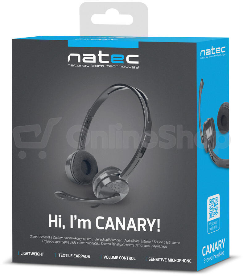 NATEC sluchátka s mikrofonem CANARY, černé (NSL-1295)
