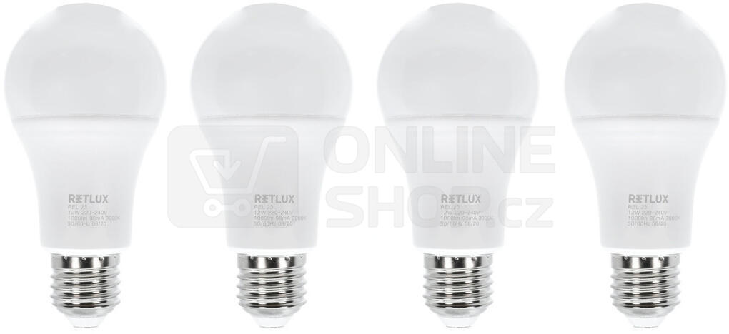 Sada LED žárovek RETLUX REL 23 A60 4x12W E27 WW
