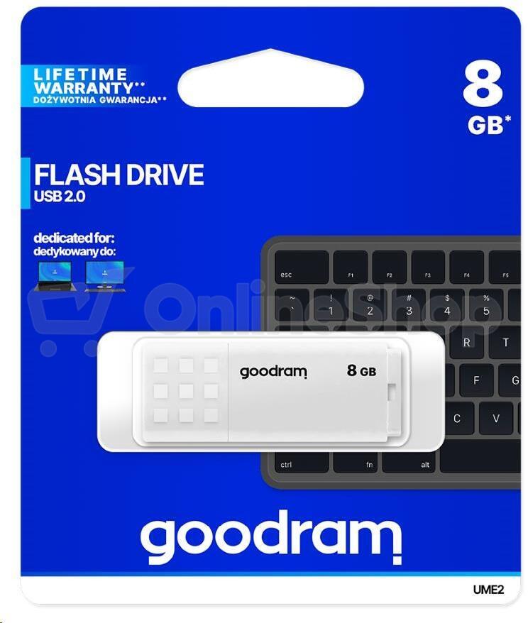 GOODRAM Flash Disk UME2 8GB USB 2.0 bílá (UME2-0080W0R11)