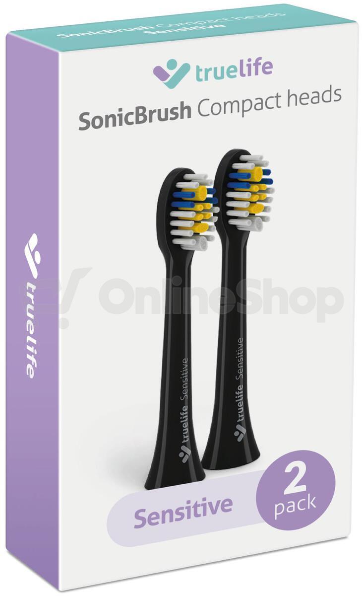 Náhradní hlavice TrueLife SonicBrush Compact heads Sensitive, 2 ks, černá