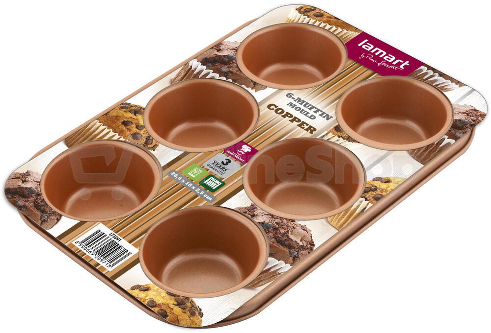 Forma na 6 muffinů Lamart LT3091 COPPER, 26,5x18cm