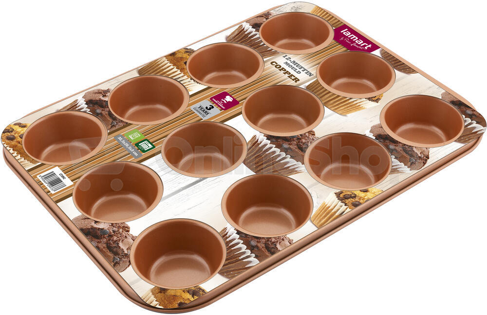 Forma na muffiny Lamart Copper 12 LT3092 35,5x26,5 cm