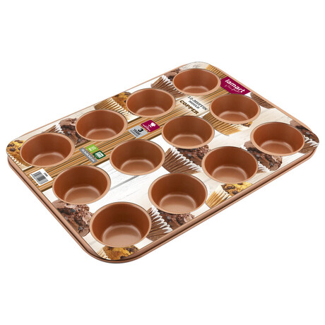 Forma na muffiny Lamart Copper 12 LT3092 35,5x26,5 cm