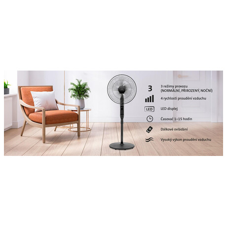 Ventilátor stojanový ETA Naos 2607 90000, černý