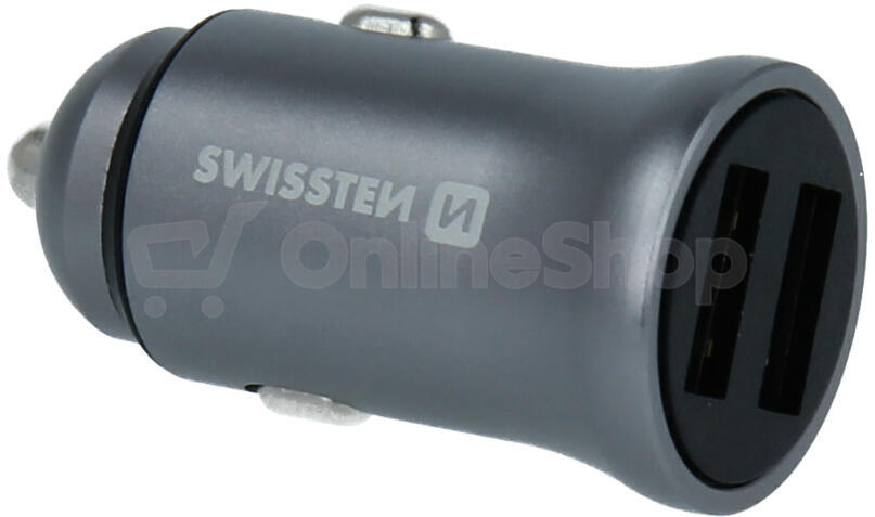 SWISSTEN CL ADAPTÉR 2x USB 4,8A METAL STŘÍBRNÝ