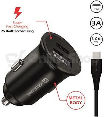 SWISSTEN CL PRO SAMSUNG SUPER FAST CHARGING 25W + KABEL USB-C/USB-C 1,2 M BLACK