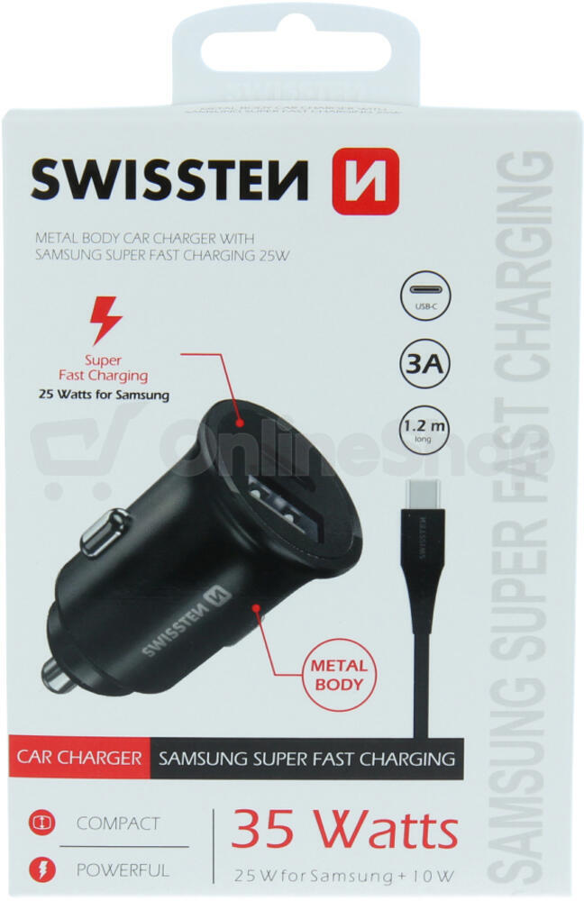 SWISSTEN CL PRO SAMSUNG SUPER FAST CHARGING 25W + KABEL USB-C/USB-C 1,2 M BLACK
