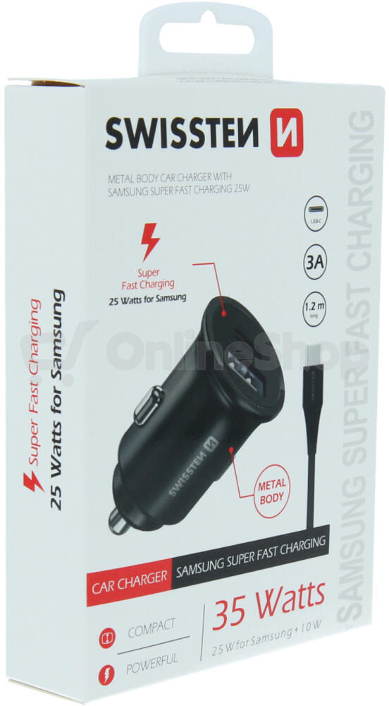 SWISSTEN CL PRO SAMSUNG SUPER FAST CHARGING 25W + KABEL USB-C/USB-C 1,2 M BLACK