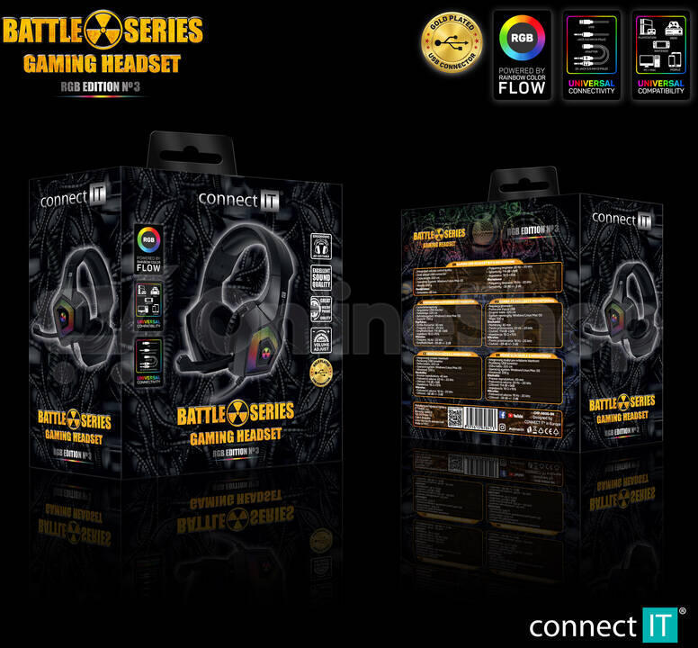 CONNECT IT BATTLE RGB Ed. 3 herní sluchátka s mikrofonem, ČERNÁ (CHP-5600-BK)