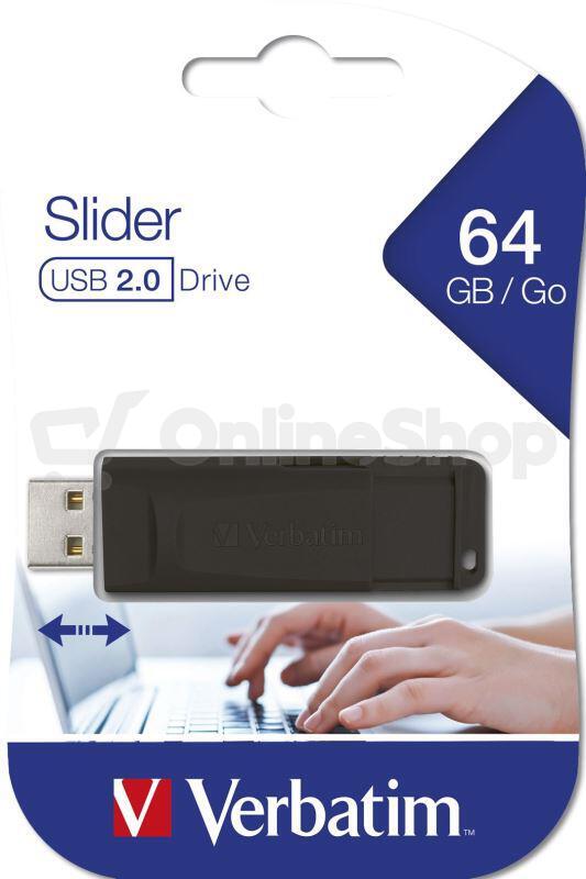 VERBATIM Flash disk Store 'n' Go Slider/ 64GB/ USB 2.0/ černá (98698)