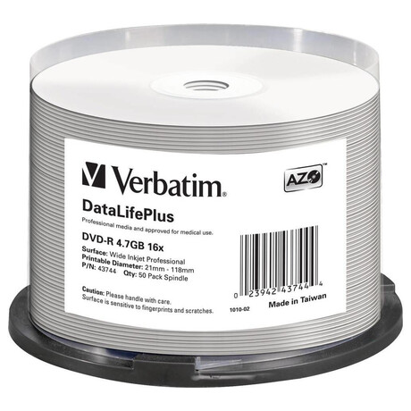 VERBATIM DVD-R 4,7GB/ 16x/ Profesional printable Non ID/ 50pack/ spindle (foto 1)