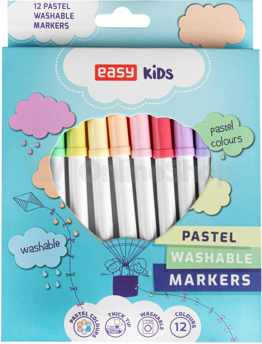Fixy EASY 12 pastelových barev, vypratelné