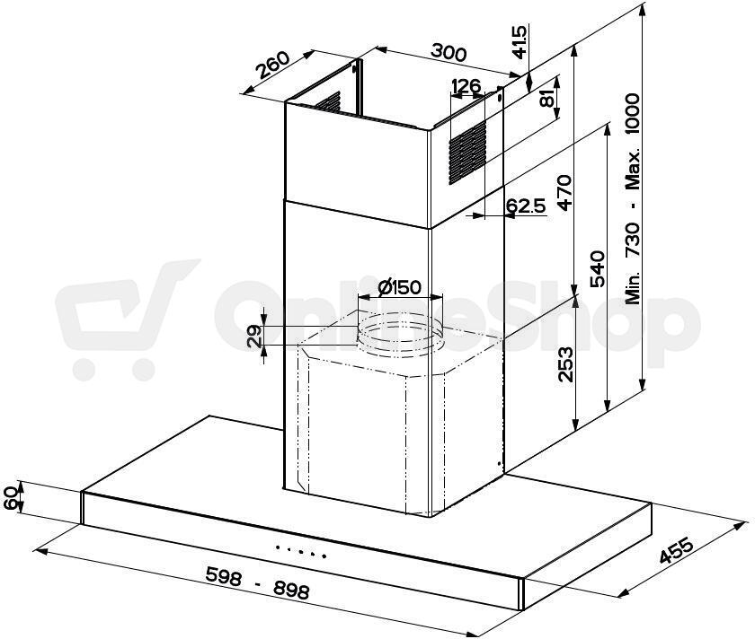 Odsavač par Faber STILO GLASS SMART X/BK A60