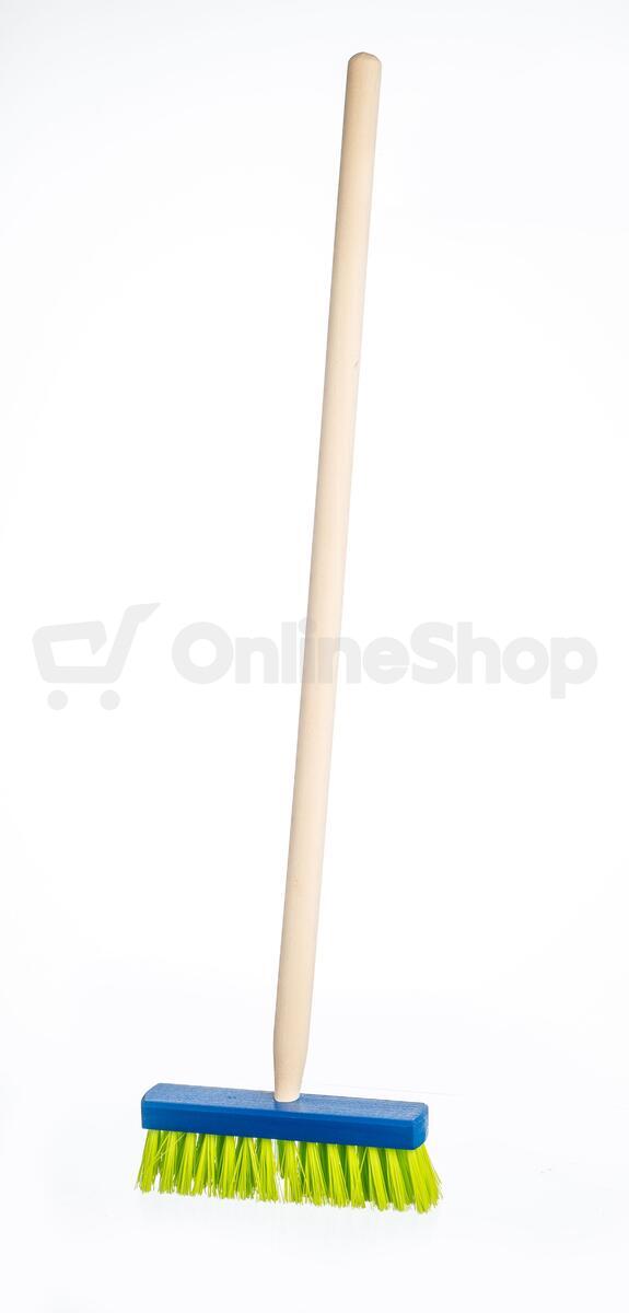 Dětské koště Teddies s násadou, dřevo, 80 cm, modré