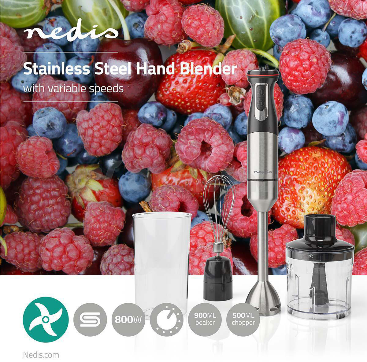 Tyčový mixér Nedis Steel Hand, 800 W