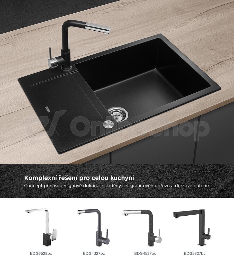 Granitový dřez Concept DG05L60bc Linea, černý