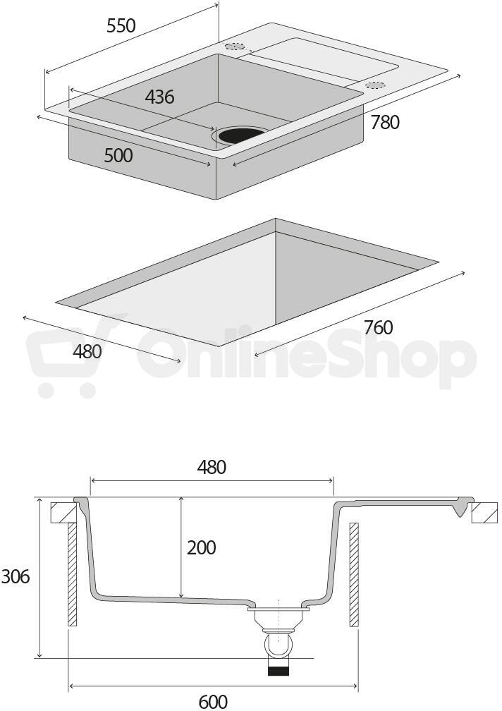 Granitový dřez Concept DG05L60bc Linea, černý
