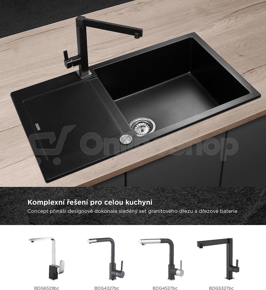 Granitový dřez Concept DG10L60bc Linea, černý