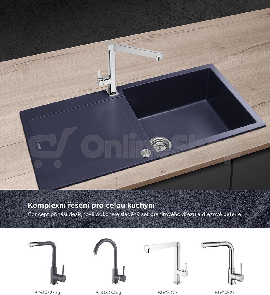 Granitový dřez Concept DG15L60dg Linea, tmavě šedý