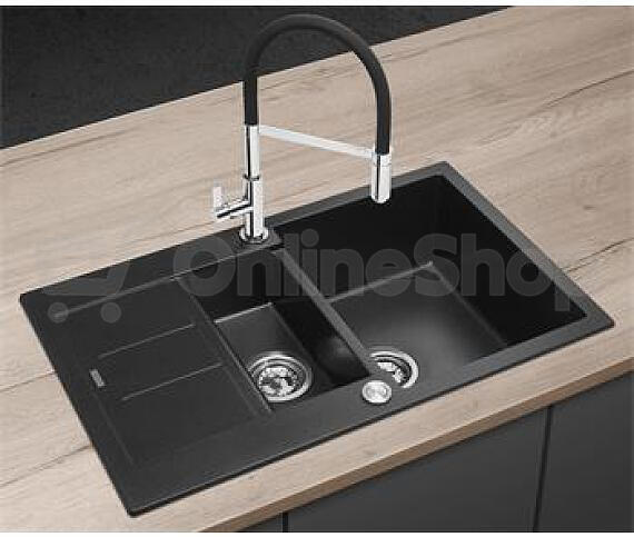 Granitový dřez Concept Cubis DG205C60bc, s vaničkou a odkapem, černý