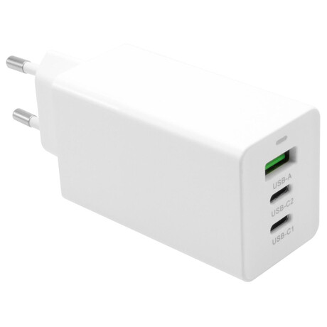 FIXED s&nbsp;2xUSB-C a&nbsp;USB výstupem, podpora PD, 65W, bílá (foto 1)