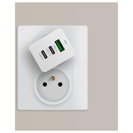 FIXED s&nbsp;2xUSB-C a&nbsp;USB výstupem, podpora PD, 65W, bílá (foto 7)