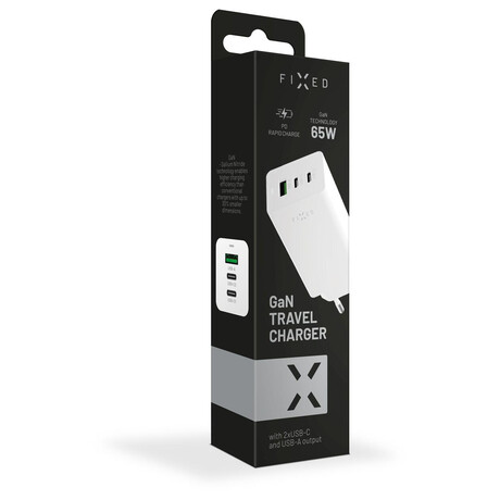 FIXED s&nbsp;2xUSB-C a&nbsp;USB výstupem, podpora PD, 65W, bílá (foto 13)