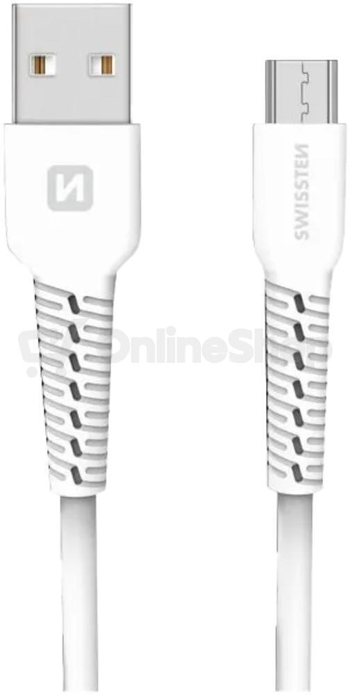 DATOVÝ KABEL SWISSTEN USB / MICRO USB 1,0 M BÍLÝ