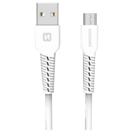 DATOVÝ KABEL SWISSTEN USB / MICRO USB 1,0 M BÍLÝ