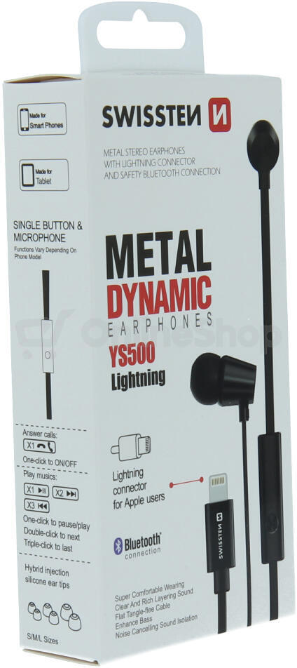 SLUCHÁTKA SWISSTEN EARBUDS DYNAMIC LIGHTNING YS500 ČERNÁ