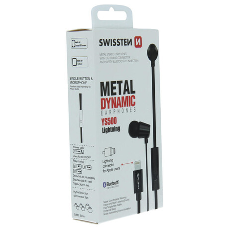 Swissten EARBUDS DYNAMIC LIGHTNING YS500 ČERNÁ (foto 3)