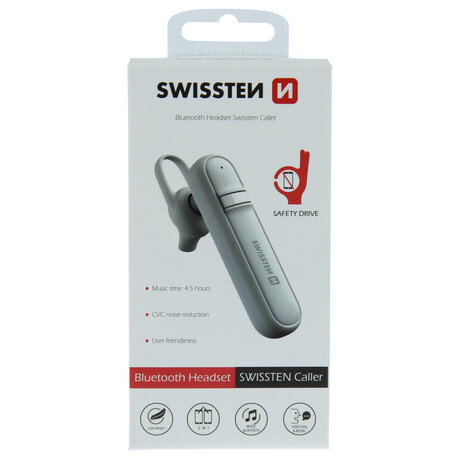 BLUETOOTH HEADSET SWISSTEN CALLER BÍLÝ