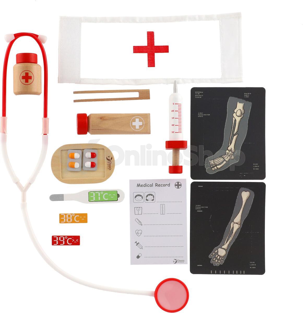 Sada doktor/lékař Teddies 19ks dřevo/plast