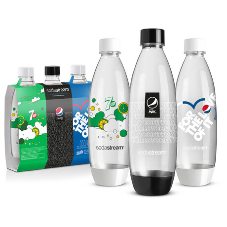 SET SodaStream Spirit Black + Náhradní láhve FUSE 3 x 1l + Sirup Pepsi 440 ml + Sirup Mirinda 440 ml + Sirup 7UP 440 ml