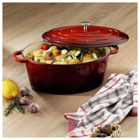 KELA Pek litinov s poklic CALIDO 32 x 25 cm erven KL-11942