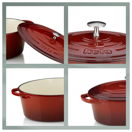 KELA Pek litinov s poklic CALIDO 32 x 25 cm erven KL-11942