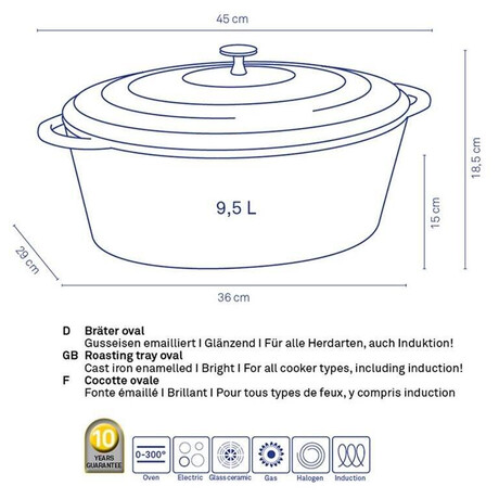 KELA Pek litinov s poklic CALIDO 32 x 25 cm erven KL-11942