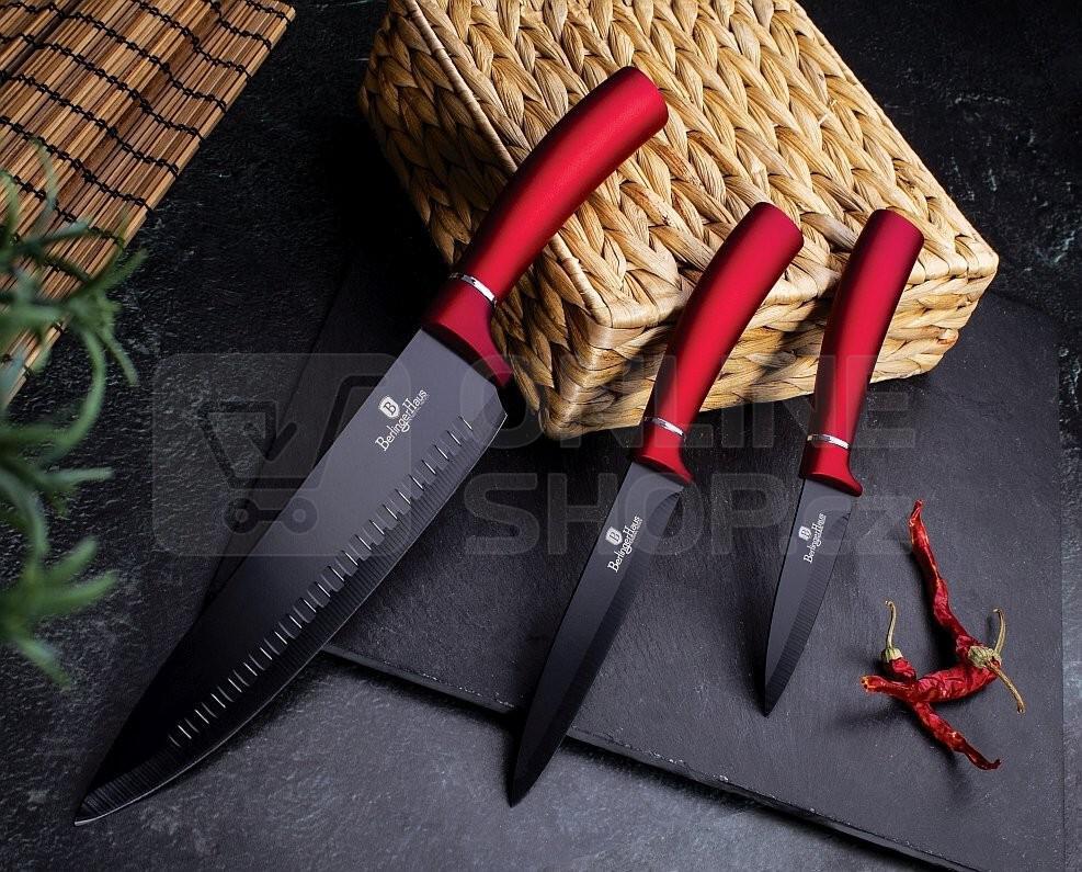 Sada nožů a kuchyňského náčiní ve stojanu BERLINGERHAUS Burgundy Metallic Line BH-6248, 12 ks