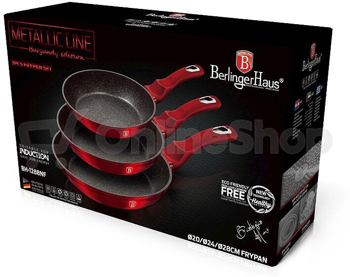 Pánev BERLINGERHAUS Burgundy Metallic Line BH-1288, 3 ks