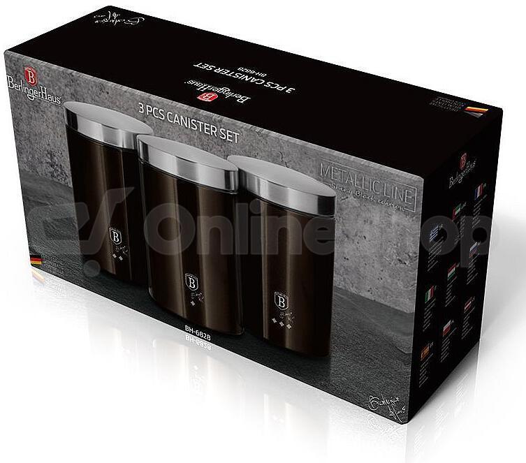 Dóza na potraviny BERLINGERHAUS Shiny Black Collection BH-6828, 3 ks