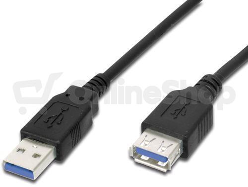 Kabel PremiumCord USB 3.0 A-A, M/F 3m, prodlužovací, černý
