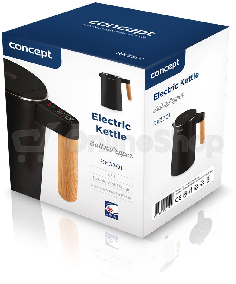 Rychlovarná konvice Concept RK3301 Salt & Pepper černá