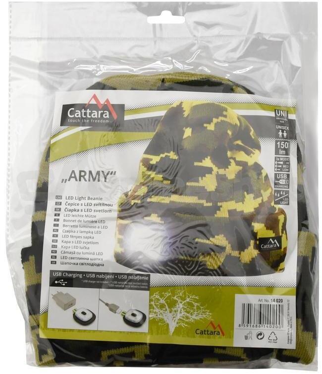 Čepice s čelovkou CATTARA 14020 Army nabíjecí